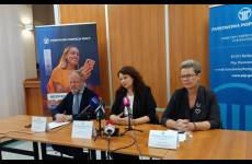 Konferencja prasowa z udziałem kierownictwa Okręgowego Inspektoratu w Bydgoszczy. Od lewej: Grzegorz Meler, Sylwia Krawczyk i Magdalena Araczewska