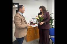 Arkadiusz Niezgódka, Prezes Stowarzyszenia Specjalistów i Kadr z Sylwią Krawczyk, p.o. Okręgowego Inspektora Pracy w Bydgoszczy