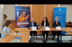 Konferencja prasowa z udziałem kierownictwa Okręgowego Inspektoratu w Bydgoszczy. Od lewej: Grzegorz Meler, Sylwia Krawczyk i Magdalena Araczewska