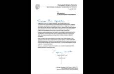 List od Prezydenta Miasta Torunia Pawła Gulewskiego