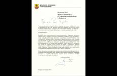 List od Starosty Bydgoskiego Piotra Kozłowskiego