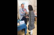 Inspektor pracy Daniel Grobelski podczas udzielania wypowiedzi dla Polskiego Radia Pomorza i Kujaw